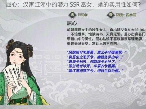 屈心：汉家江湖中的潜力 SSR 巫女，她的实用性如何？