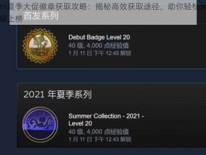 Steam夏季大促徽章获取攻略：揭秘高效获取途径，助你轻松集齐徽章荣耀上榜