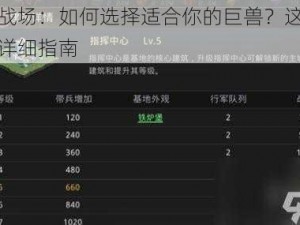 巨兽战场：如何选择适合你的巨兽？这里有一份详细指南