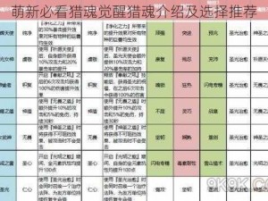 萌新必看猎魂觉醒猎魂介绍及选择推荐