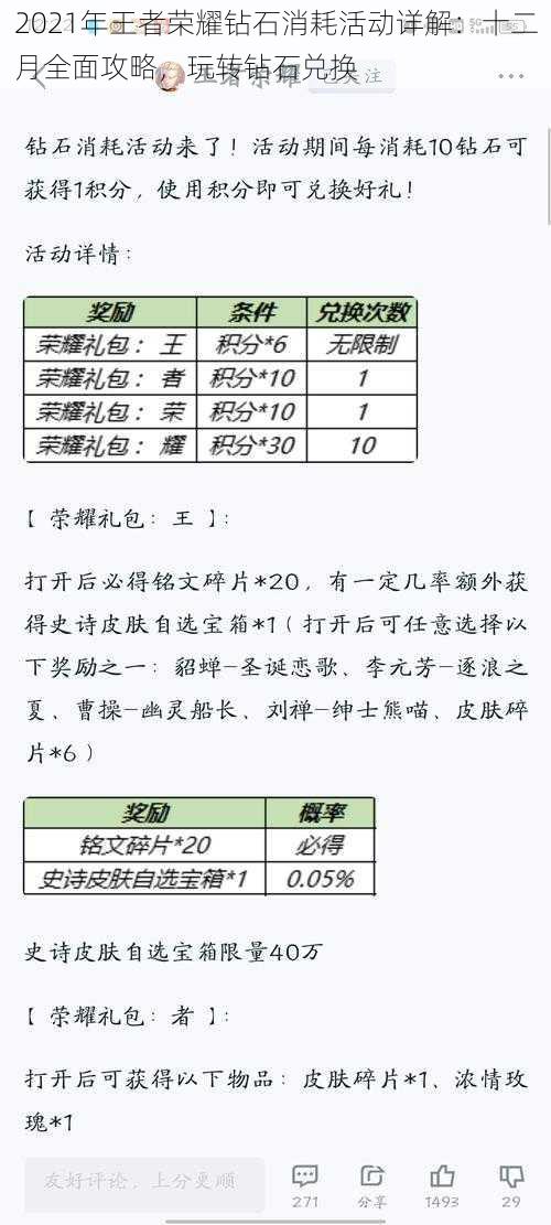 2021年王者荣耀钻石消耗活动详解：十二月全面攻略，玩转钻石兑换