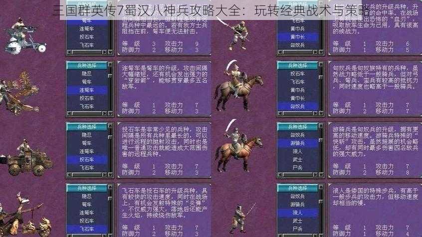 三国群英传7蜀汉八神兵攻略大全：玩转经典战术与策略