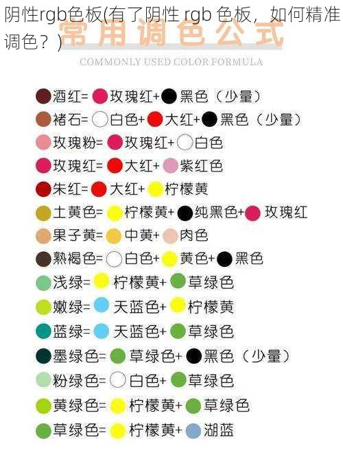 阴性rgb色板(有了阴性 rgb 色板，如何精准调色？)