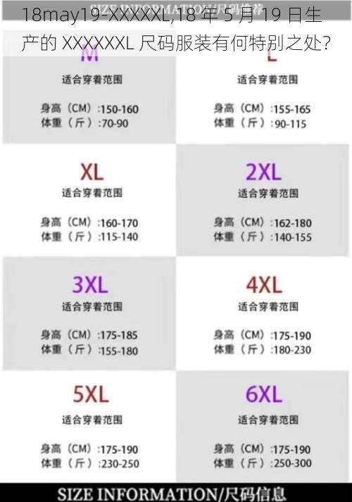 18may19-XXXXXL,18 年 5 月 19 日生产的 XXXXXXL 尺码服装有何特别之处？