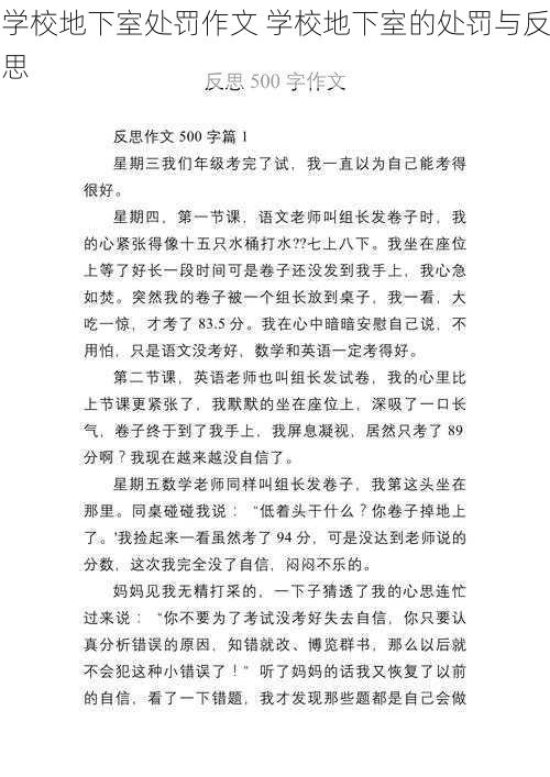 学校地下室处罚作文 学校地下室的处罚与反思