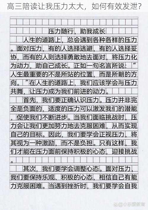 高三陪读让我压力太大，如何有效发泄？