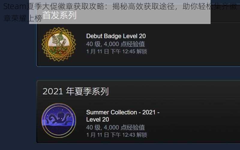Steam夏季大促徽章获取攻略：揭秘高效获取途径，助你轻松集齐徽章荣耀上榜