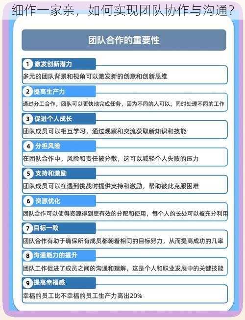 细作一家亲，如何实现团队协作与沟通？
