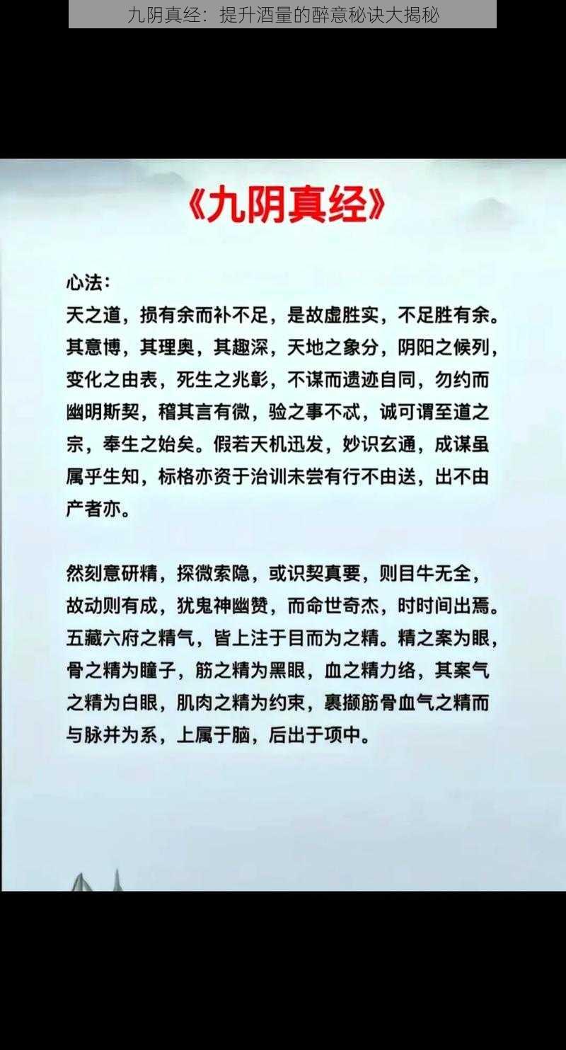 九阴真经：提升酒量的醉意秘诀大揭秘