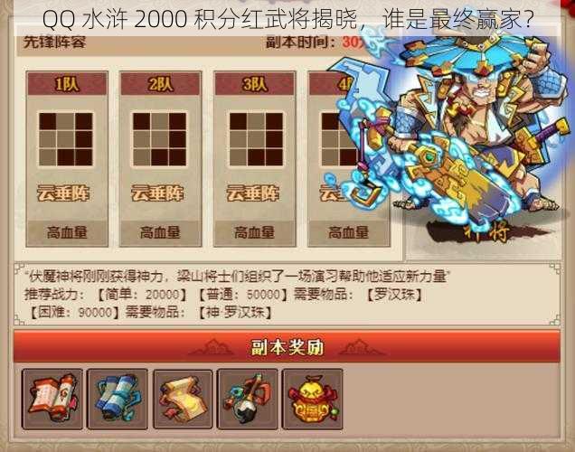 QQ 水浒 2000 积分红武将揭晓，谁是最终赢家？