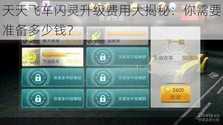 天天飞车闪灵升级费用大揭秘：你需要准备多少钱？