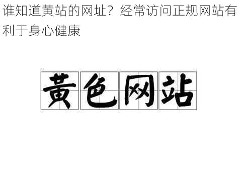 谁知道黄站的网址？经常访问正规网站有利于身心健康