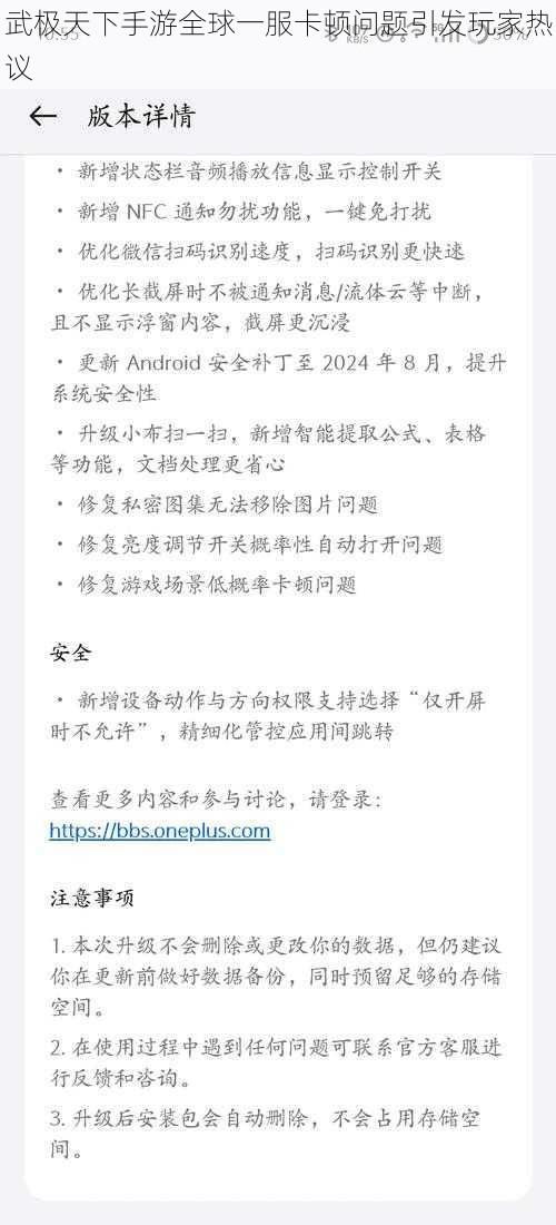 武极天下手游全球一服卡顿问题引发玩家热议