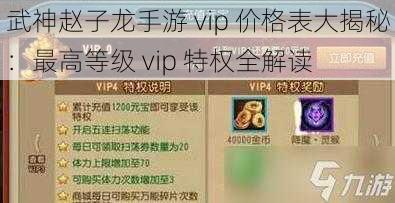 武神赵子龙手游 vip 价格表大揭秘：最高等级 vip 特权全解读