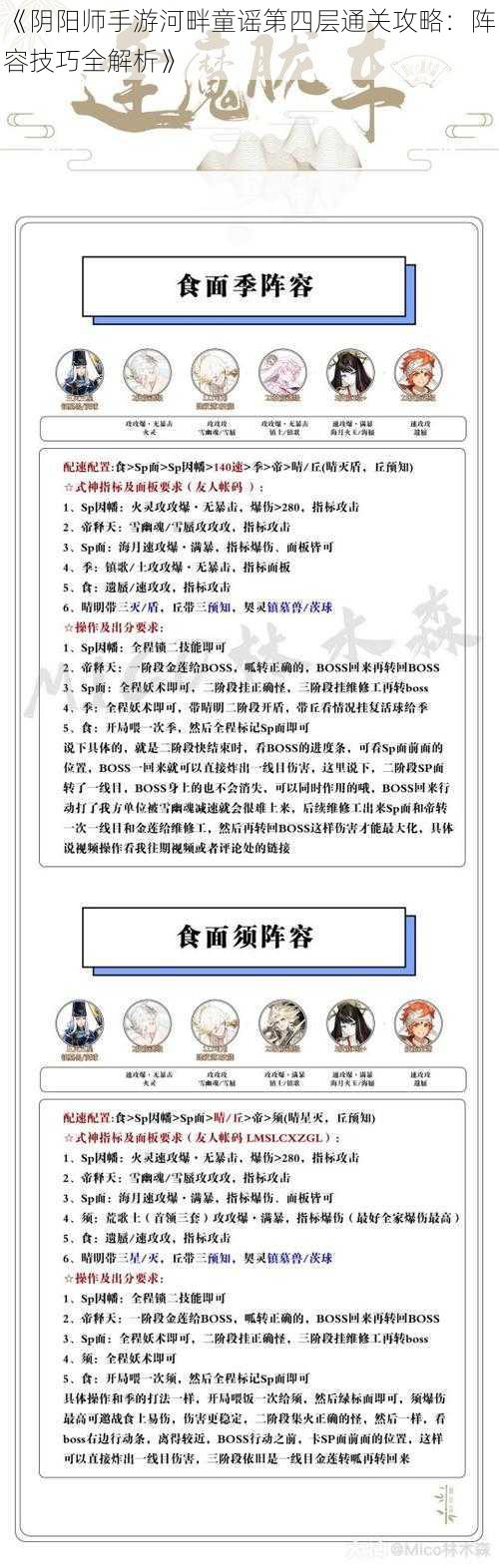 《阴阳师手游河畔童谣第四层通关攻略：阵容技巧全解析》