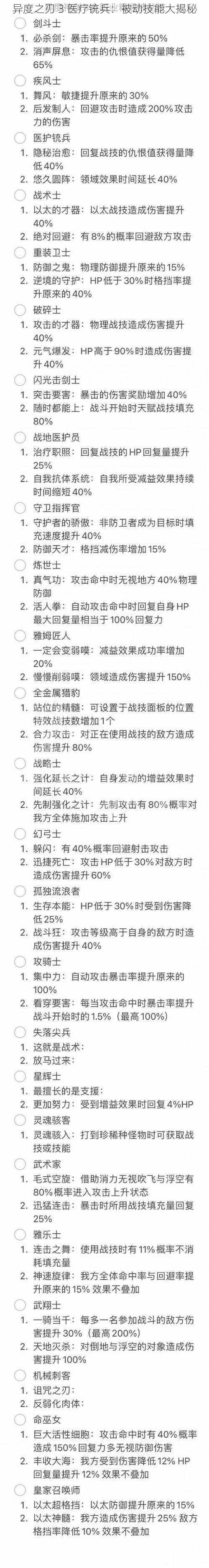 异度之刃 3 医疗铳兵：被动技能大揭秘