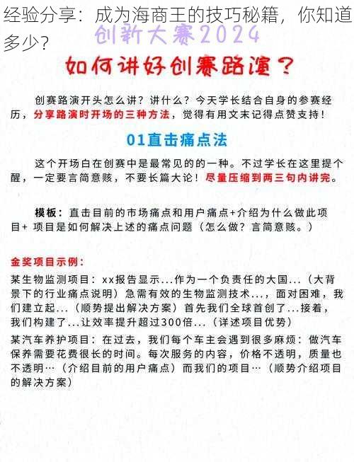 经验分享：成为海商王的技巧秘籍，你知道多少？