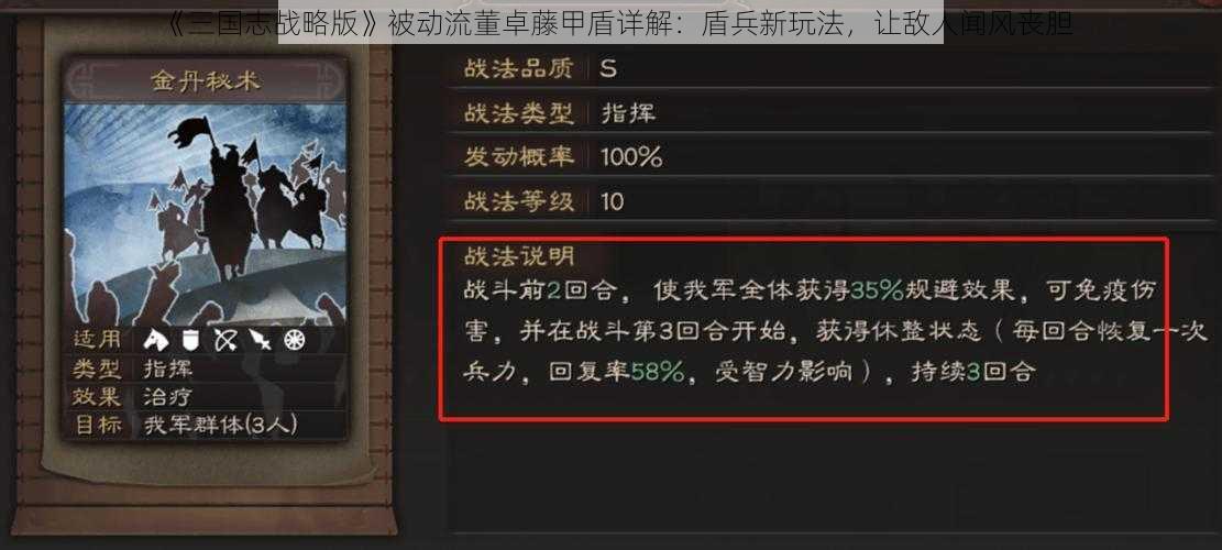 《三国志战略版》被动流董卓藤甲盾详解：盾兵新玩法，让敌人闻风丧胆