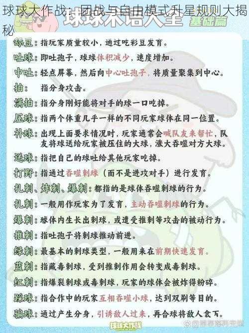 球球大作战：团战与自由模式升星规则大揭秘